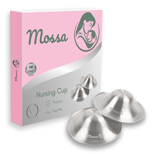 Mossa The Original 999 Silver Nursing Cups,Nipple Covers Breastfeeding,Nipple Shields for Nursing Newborn,Newborn Breastfeeding Haves for Soothe and Protect Your Nursing Nipples