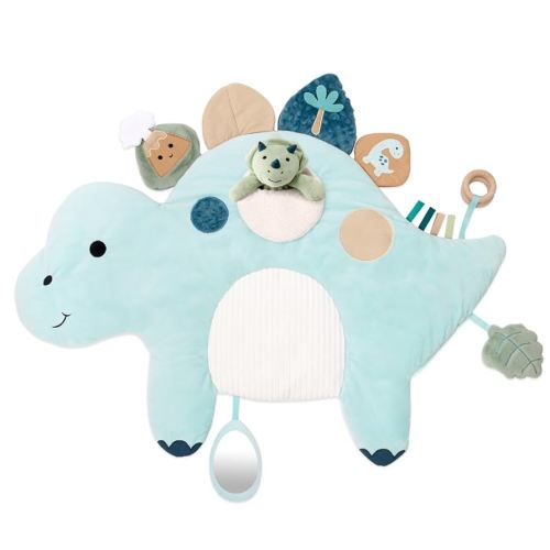 The Peanutshell Tummy Time Mat Girl and Dino Baby Lovey- Baby Floor Play Mats - Newborn, Infant - Padded Activity Playmat for Babies, Tummy Time Pillow - Dinosaur Nursery Decor Rug in Green and Blue