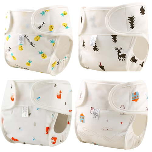 TELOLY 4PCS Washable Summer Baby Cloth Diaper Cover Cotton Thin Breathable Newborn Baby Diapers Reusable Cloth Nappies