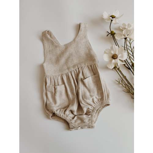 Lucy Linen Pocket Romper
