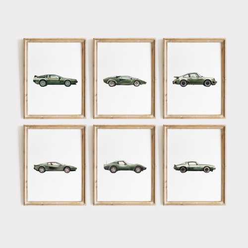 Sports Car Prints Boy Room Wall Decor Nursery Classic Car Prints Vintage Vehicles Retro Sports Car Nursery Theme Kids Room Printable Art G7