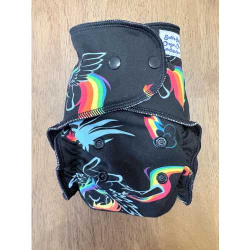 Fitted Cloth Diaper With Snaps - Rainbow Ponies