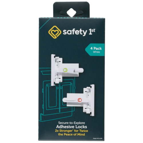 Safety 1st Secure-to-Explore Adhesive Locks (4 Locks), White, Toddler