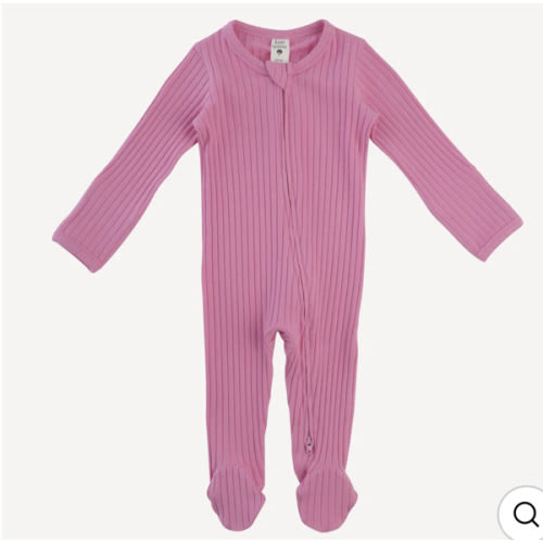 long sleeve two way zipper footie | bonbon | organic cotton wide rib