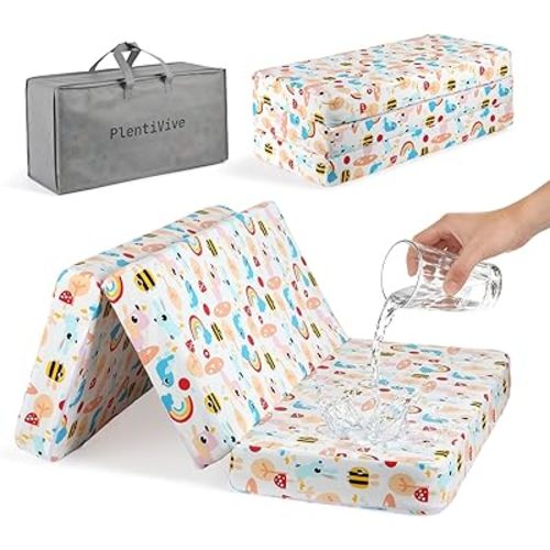 Trifold Pack and Play Mattress 38x26 - Dual Sided Pack N Play Mattress Pad (Firm for Baby, Soft for Toddler), Cooling Gel Memory Foam Playpen Mat, Waterproof Portable Crib Mattress Topper