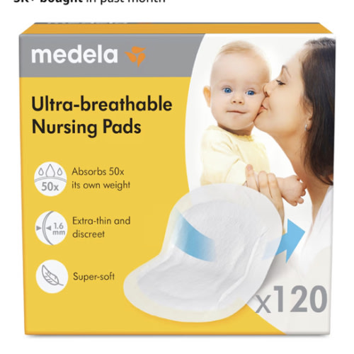 Medela Ultra-Breathable Nursing Pads, Highly Absorbent, Super Soft, Discreet Design for Comfortable Wear, Pack of 120