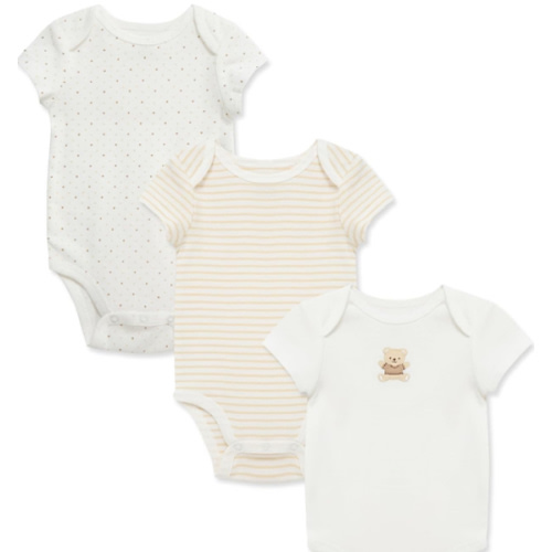 Little Me Clothes for Baby 3-Pack 100% Cotton Scratch Free Tag Bodysuits, Newborn to 9 Months