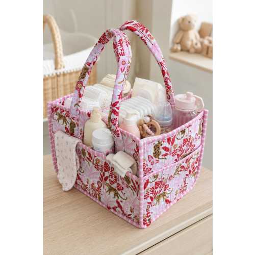 Cotton Nappy Caddy Organizer | Personalized Handmade Baby Diaper Storage Basket | Baby Shower Gift