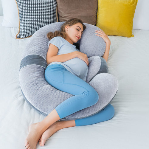 Latitude Run® E-shaped Pregnancy Pillow, Dual-plush, Full Body Maternity Pillow For Side Sleepers 60 Inch-support For Back, Legs, Belly, Hips, Gray | Wayfair