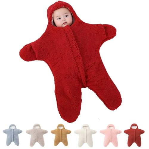 Baby Starfish Onesie, Cute Thick Fleece Wearable Soft Newborn Baby Infant Warm Swaddle Wrap Sleeping Sack