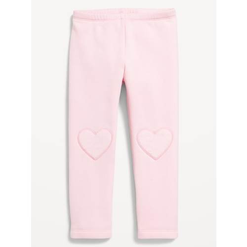 Heart-Patch Fleece-Lined Leggings for Toddler Girls