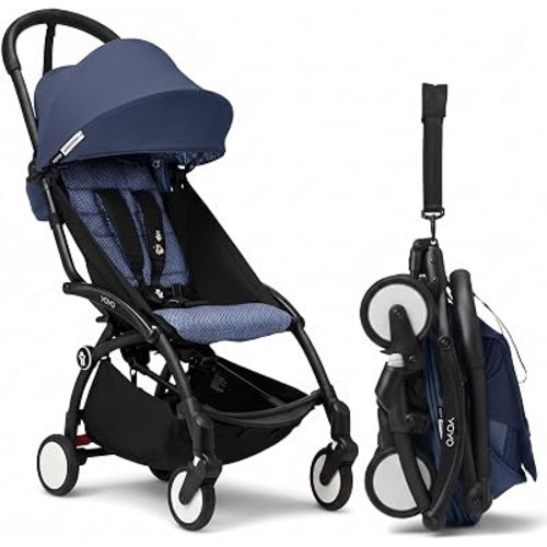 Stokke YOYO3 Travel Stroller from 6 Months, Easy Fold, Black/France Blue