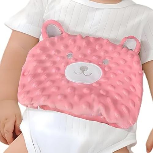 Baby Colic and Gas Relief - Cassia Seed Heated Tummy Wrap,Baby Heating Pad Swaddle Belt Relieves and Soothes Gas,Bloating and Upset Stomach (Red)