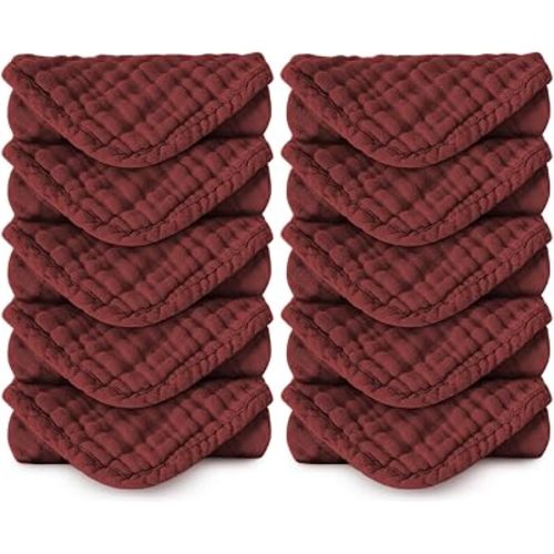 Baby Muslin Washcloths 10-Pack, 100% Cotton Baby Bath Towels, Soft & Absorbent Wash Cloths and Burping Cloths for Babies Neutral for Newborn Essentials Kids Girls & Boys