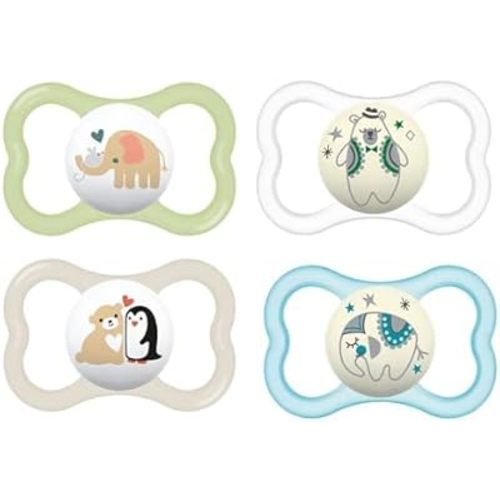 MAM Air Pacifier for Babies 16+ Months, Extra Air Flow for Sensitive Skin, Developed with Medical Experts, BPA-Free Skin Soft Silicone, 4 Count, Made in Europe