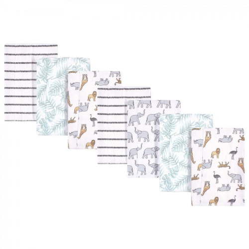 Hudson Baby Unisex Baby Cotton Flannel Burp Cloths, Modern Neutral Safari, One Size