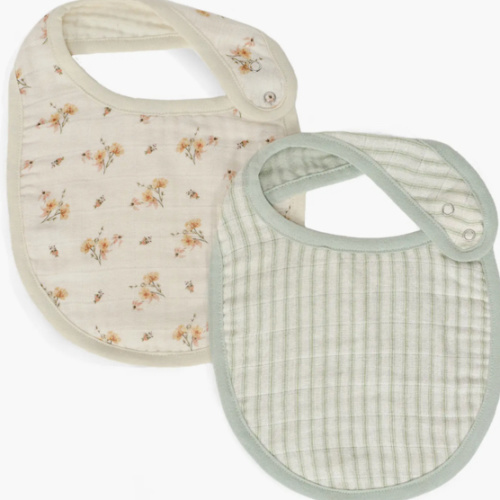 Assorted 2-Pack Organic Cotton Muslin Baby Bibs