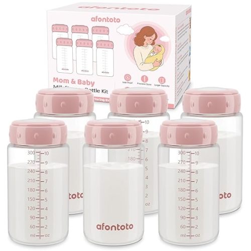 6PCS Breastmilk Storage Bottle, BPA Free Wide-Neck Spectra Bottles for Pumping, Storage Collection Baby Bottles for Fridge & Momcozy Breast Milk Cooler, Breastfeeding Bottle, 10 oz