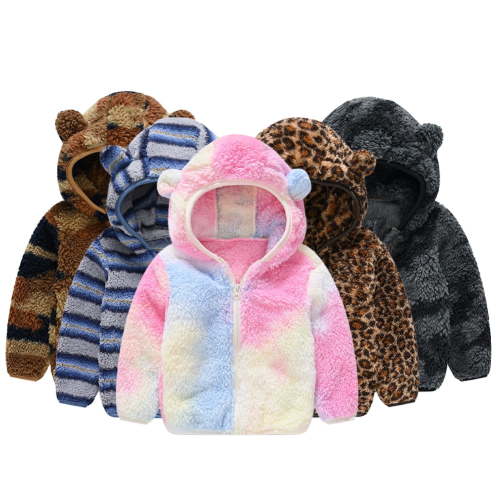 Godderr 9M-5Y Toddler Baby Boys Girls Sweater Fleece Jacket with Ears Hooded for Newborn Winter Coat Tops Striped Zip Long-Sleeved Comfortable Warm Autumn Winter Coat