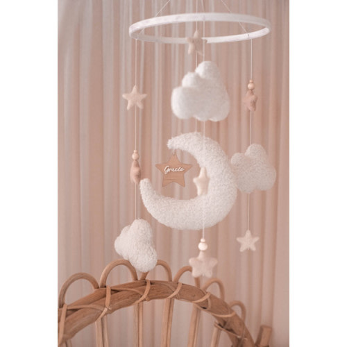 Boucle Baby Mobile with Pink Stars