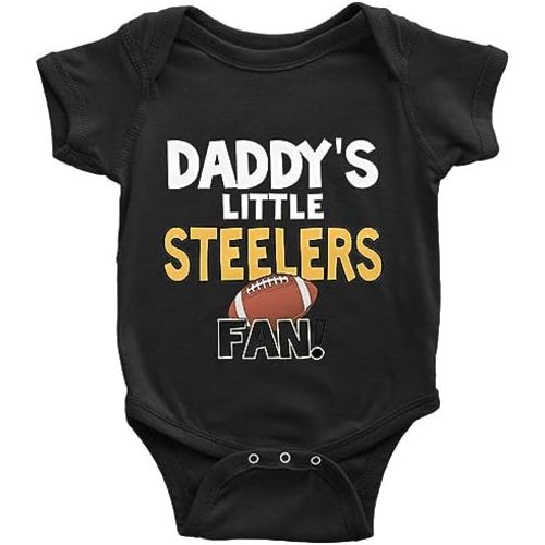 Baby Boy Girl Bodysuit Daddy's Steelers&Fan White Long Sleeve Newborn Organic Bodysuit 0-24 Months