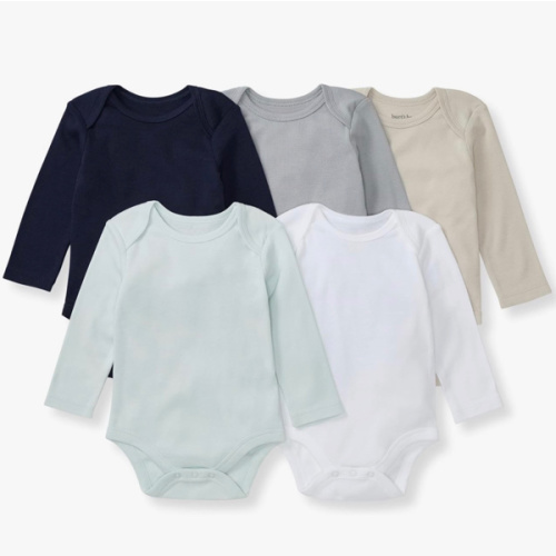 Burt's Bees Baby Bodysuits, Short Sleeve and Long Sleeve One-Pieces, 100% Organic Cotton, Pack of 5