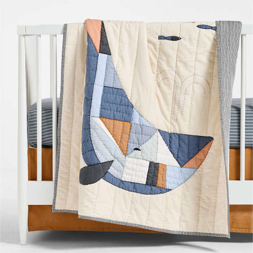 Personalized Deep Sea Organic Cotton Baby Crib Quilt