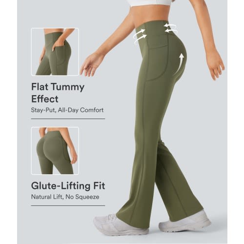 Halara UltraSculpt™ High Waisted Scrunch Butt Lifting Tummy Control Pocket Shaping Yoga Bootcut Leggings