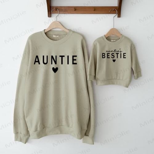 AUNTIE/AUNTIE'S BESTIE Grey Green Family Sweatshirt