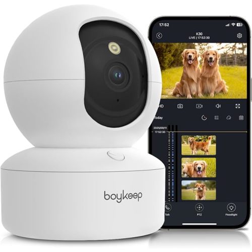 BoyKeep Indoor Camera - 2K Pet Camera, 5G/2.4GHz WiFi Cam for Baby Monitor with Phone App, 360° Pan & Tilt, 2-Way Audio, Color Night Vision, New for 2026 with 12s Free Cloud Storage
