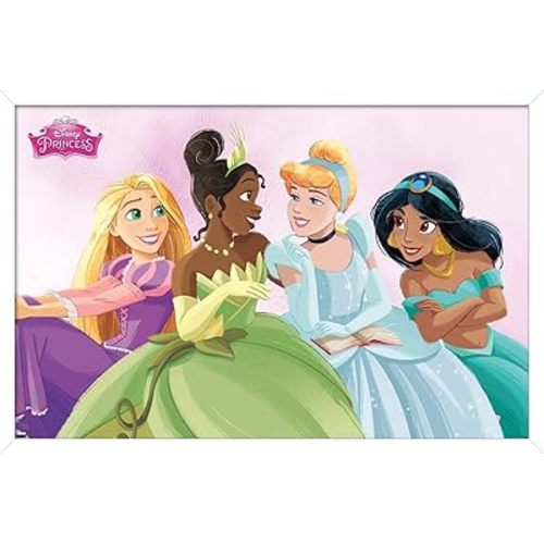 Disney Ultimate Princess Celebration - Group Wall Poster, 34L x 22.4W, White Framed Version
