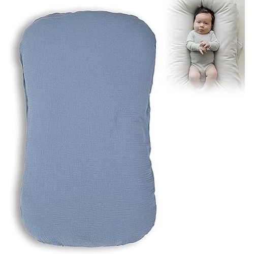 Multifunctional Nest Lounger Pillow with Removable Cotton Cover - Ultra-Soft Support for Home, Office & Travel (Blue Gauze)