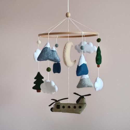 Chinook Helicopter Baby Mobile, Aviation Nursery Decor, Military Gift