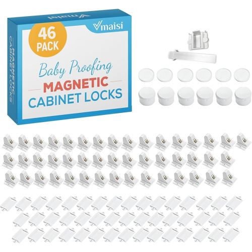 Vmaisi ChildProof Magnetic Cabinet Locks (46 Locks and 6 Keys)