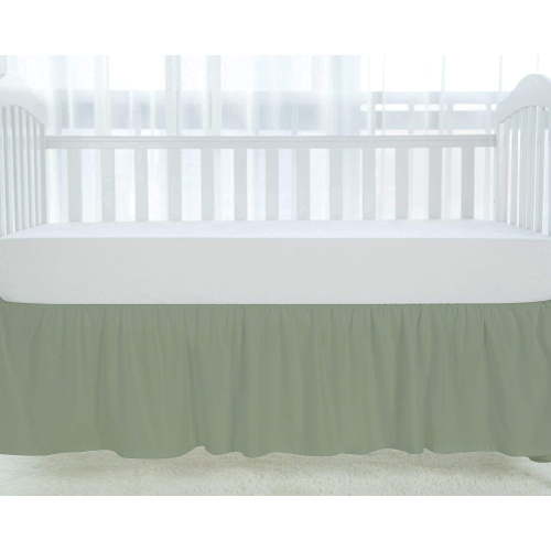 Crib Bed Skirt Dust Ruffle Nursery Crib Toddler Bedding Microfiber Fabric Ruffle Bed Skirt for Baby Boys or Girls (28” x 52” x 14’’) - Sage Solid