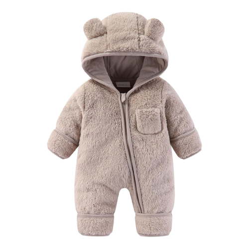 Kaemgyyd Newborn Baby Winter Clothes Warm Thick Fleece Lined Jumpsuit Unisex Infant Fuzzy Romper Pajamas Outfit for 0-12 Months