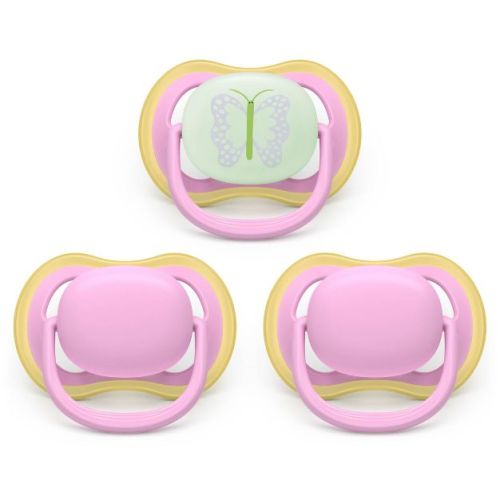 Philips Avent Ultra Air Pacifiers 6-18m - Pink/Butterfly Day+Night - 3pk