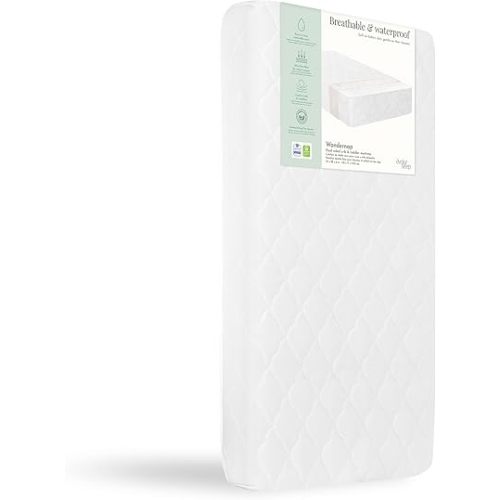 Evolur Wondernap Baby Mattress in White, Fits All Standard Cribs and Toddler Beds, Dual Sided Support, Green Guard Gold & JPMA Certified, Easy Removable and Washable Cover