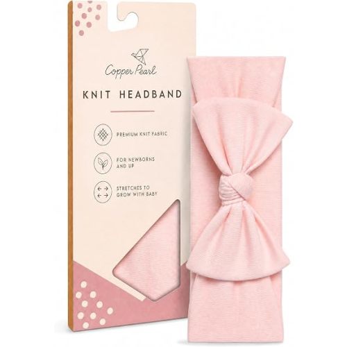 Copper Pearl Baby Bows: Soft and Stretchy Headbands for Baby Girls, Newborn and Toddler Hair Bows and Accessories, Stylish Bow Headband, Blush