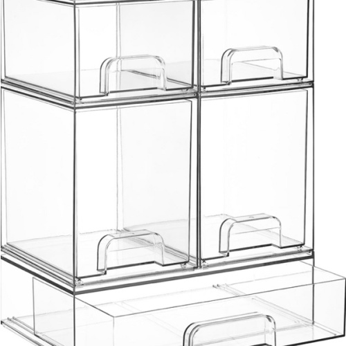 Amazon.com: Vtopmart Clear Stackable Storage Drawers Set of 5, Plastic Organizer Bins | Multi-purpose Boxes for Baby Bottle Storage, Ideal for Kichen, Vanity, Bathroom, Undersink, Cabinet, Pantry Organization