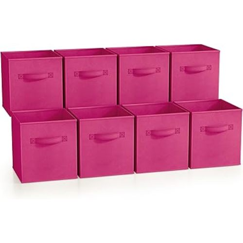 Sorbus Fabric Storage Cubes - 8 Foldable Storage Bins for Organizing Pantry, Cubbies, Toy Box - Clothes Storage & Closet Organizer - 11 Inch Collapsible Cube Baskets for Shelves with Handle