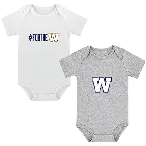 Gertex CFL, Canadian Football League, 2-Pack Baby Infant Bodysuits in White and Grey | Receive Two Designs in One