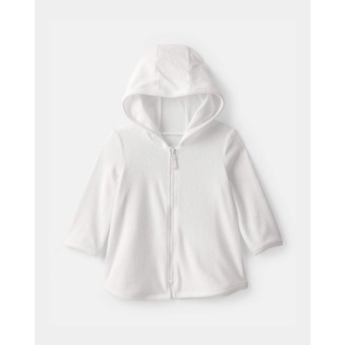 Baby Girl Terry Long-Sleeve Cover Up - White | Carter's