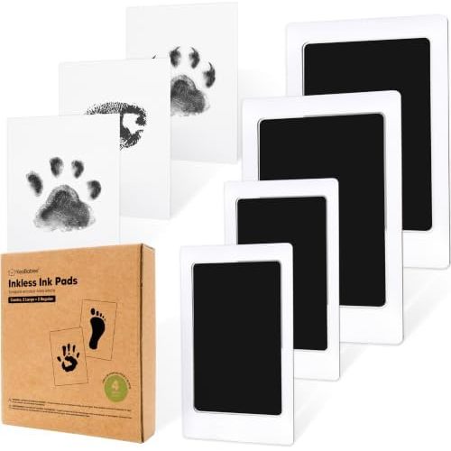 4pk Inkless Paw Print Kit for Dogs, Cats, Pets Ink Pads (Jet Black, Combo)