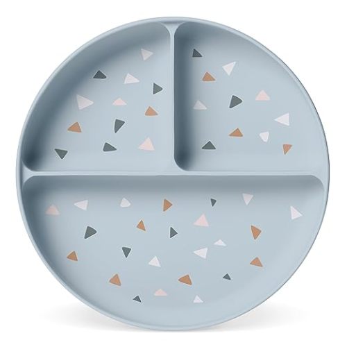 Simple Modern Silicone Plate for Baby and Toddler | Gray Triangles