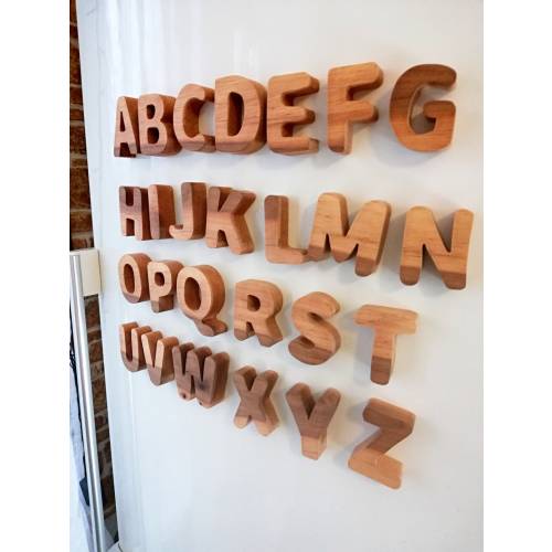 Wooden letters magnets montessori homeschool waldorf toys