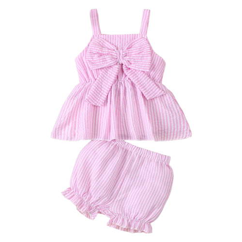 TOWED22 Toddler Girls Summer Clothes 2Pcs Outfits Sleeveless Gingham Ruffle Cami and Shorts Set Baby Girl 18M-8Y(Pink,12-18 M)