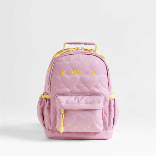 Quilted Purple Heart Small Kids Backpack with Side Pockets