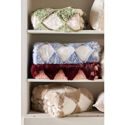 Chella Checkered Faux-Fur Throw Blanket