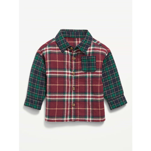 Long-Sleeve Plaid Flannel Shirt for Baby